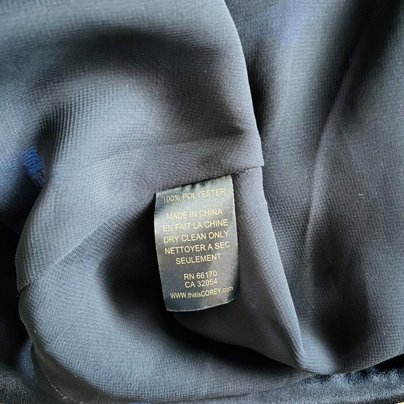 Corey Lynn Calter Blue Black Polka Dot Open Back Sleeveless Dress w/ Lace Edge - Picture 11 of 11